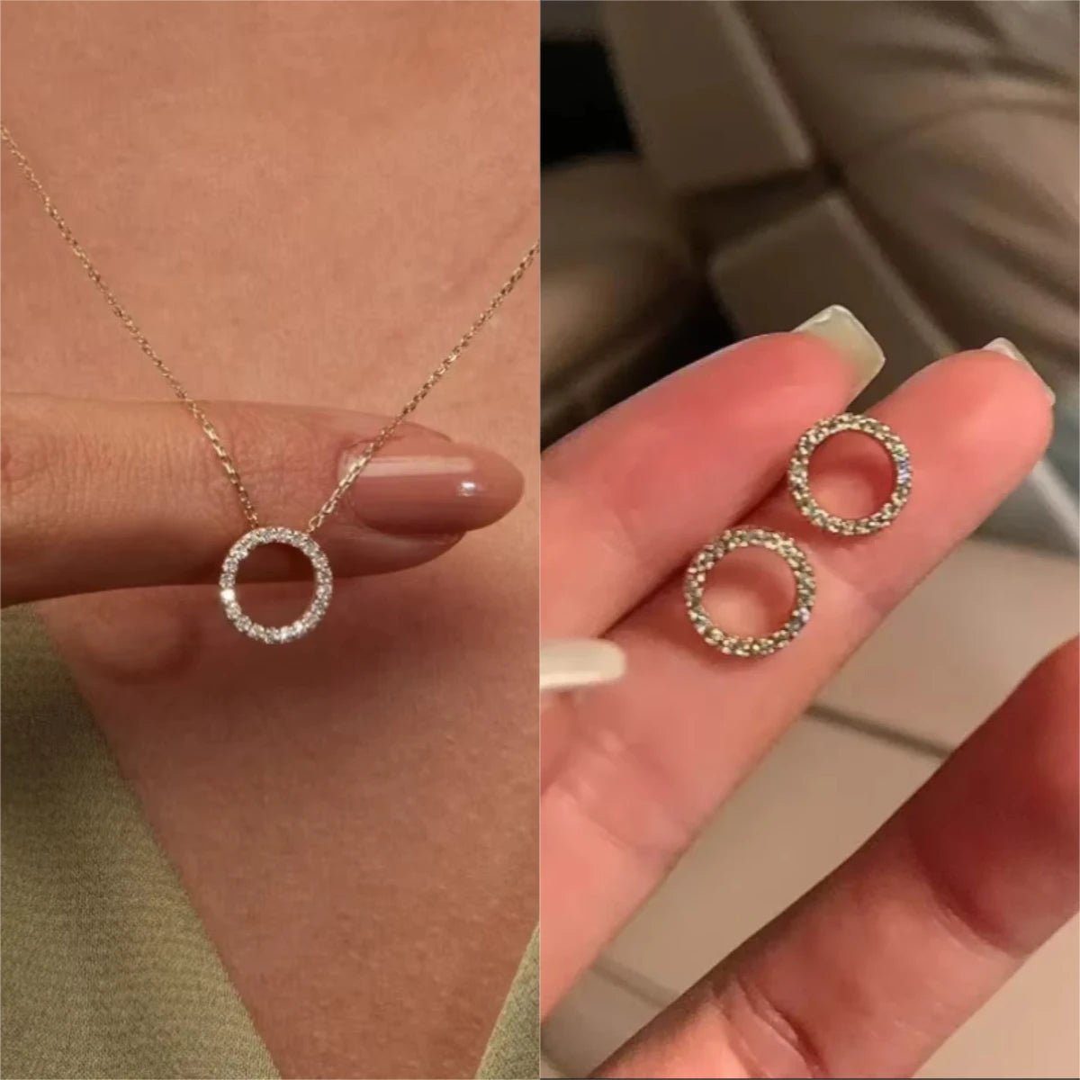Fashion Trend Elegant Jewelry Simple Crystal Circle Pendant Necklace Golden Color Unquie Women Necklace Party Gift Wholesale by Creative Vault Marketplace