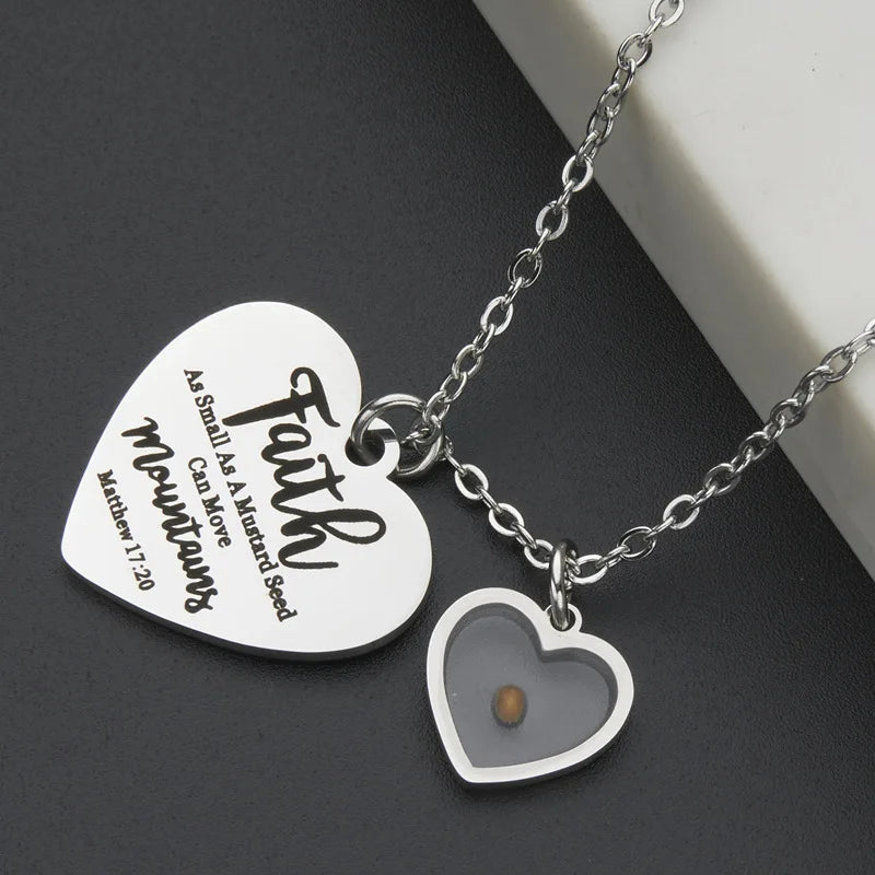 Mustard Seed Necklace for Women Christian Gifts Move Mountains Shell Necklaces Mothers Valentines Day Gifts Faith Jewelry by Creative Vault Marketplace
