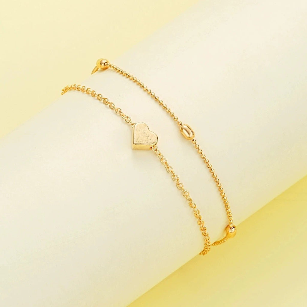 Fashion Imitation Pearl Heart Jewelry Set For Women Gold Silver Color Round Beads Necklace Bracelet Set Daily Wear Accessories by Creative Vault Marketplace