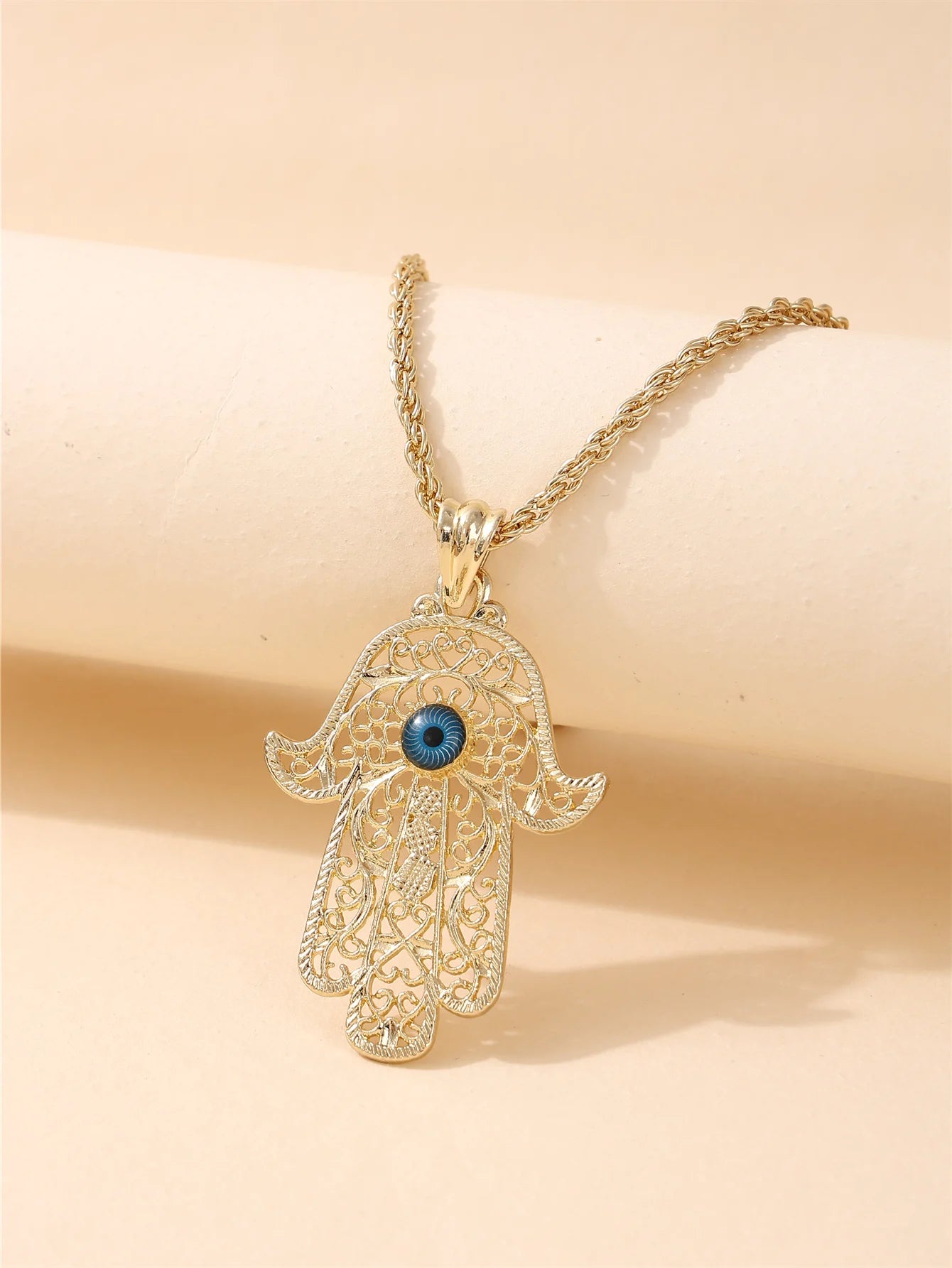 Ladies' jewelry necklace with Hand of Fatima, Middle Eastern bridal wedding party accessories, for daily wear by Creative Vault Marketplace