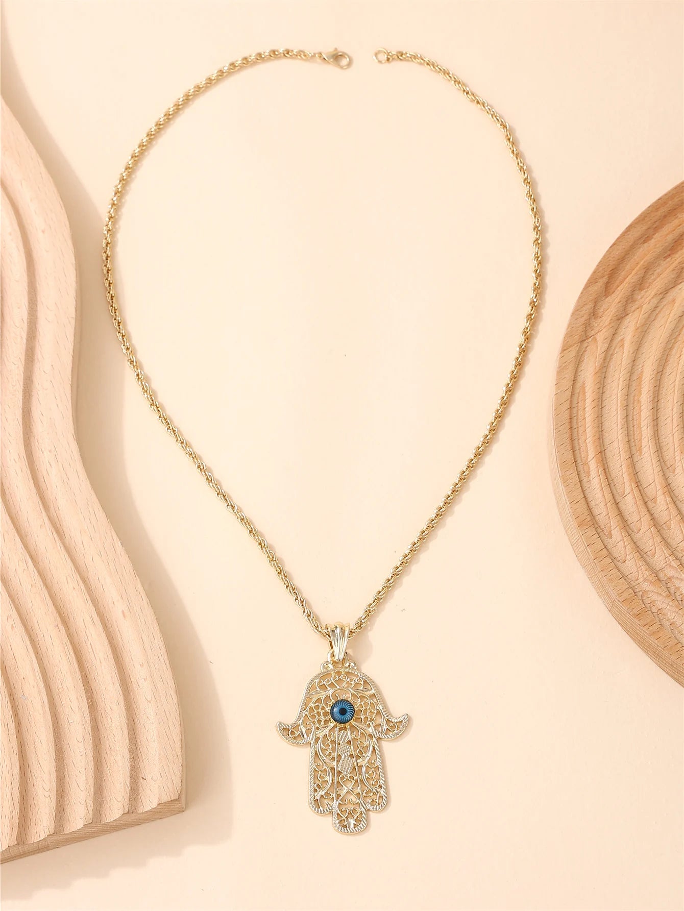 Ladies' jewelry necklace with Hand of Fatima, Middle Eastern bridal wedding party accessories, for daily wear by Creative Vault Marketplace