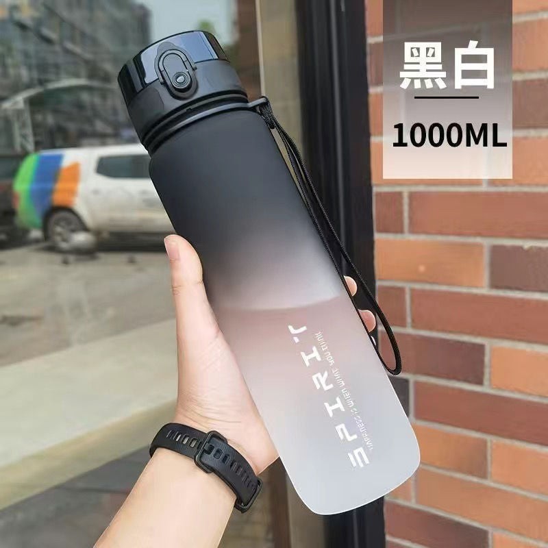 Creative Vault Marketplace 1000ml gradient black sports water bottle made of durable food-grade PP plastic