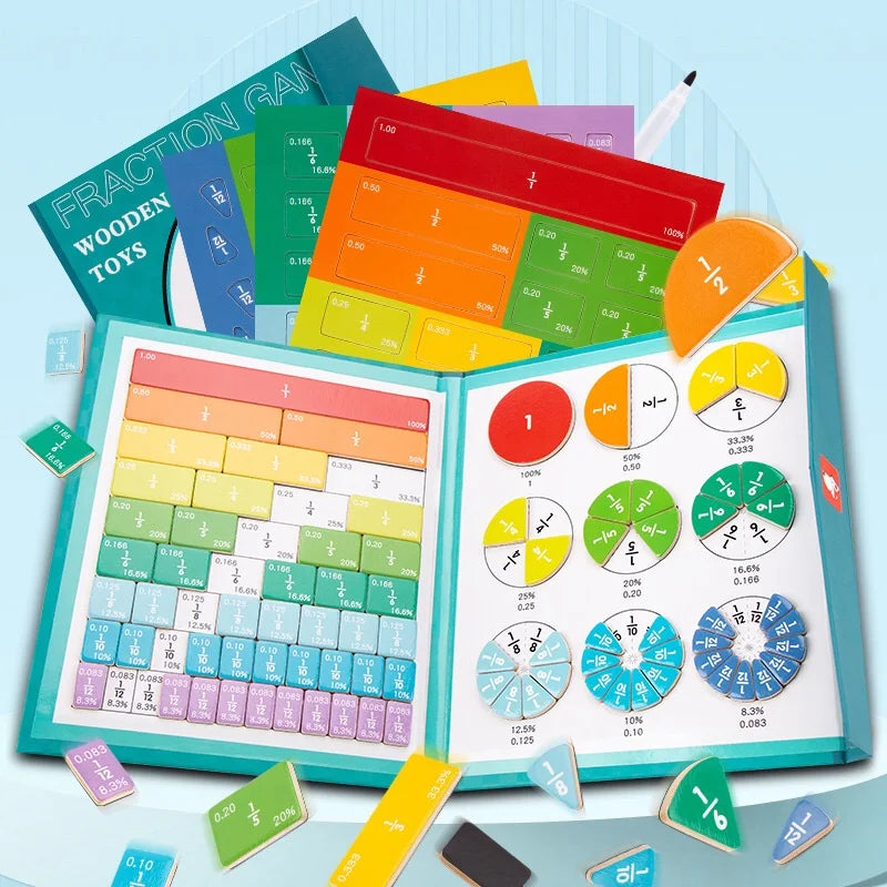 Children Magnetic Fraction Learning Math Toys Fraction Book Set Parish Teaching Aids Arithmetic Learning Educational Toys by Creative Vault Marketplace