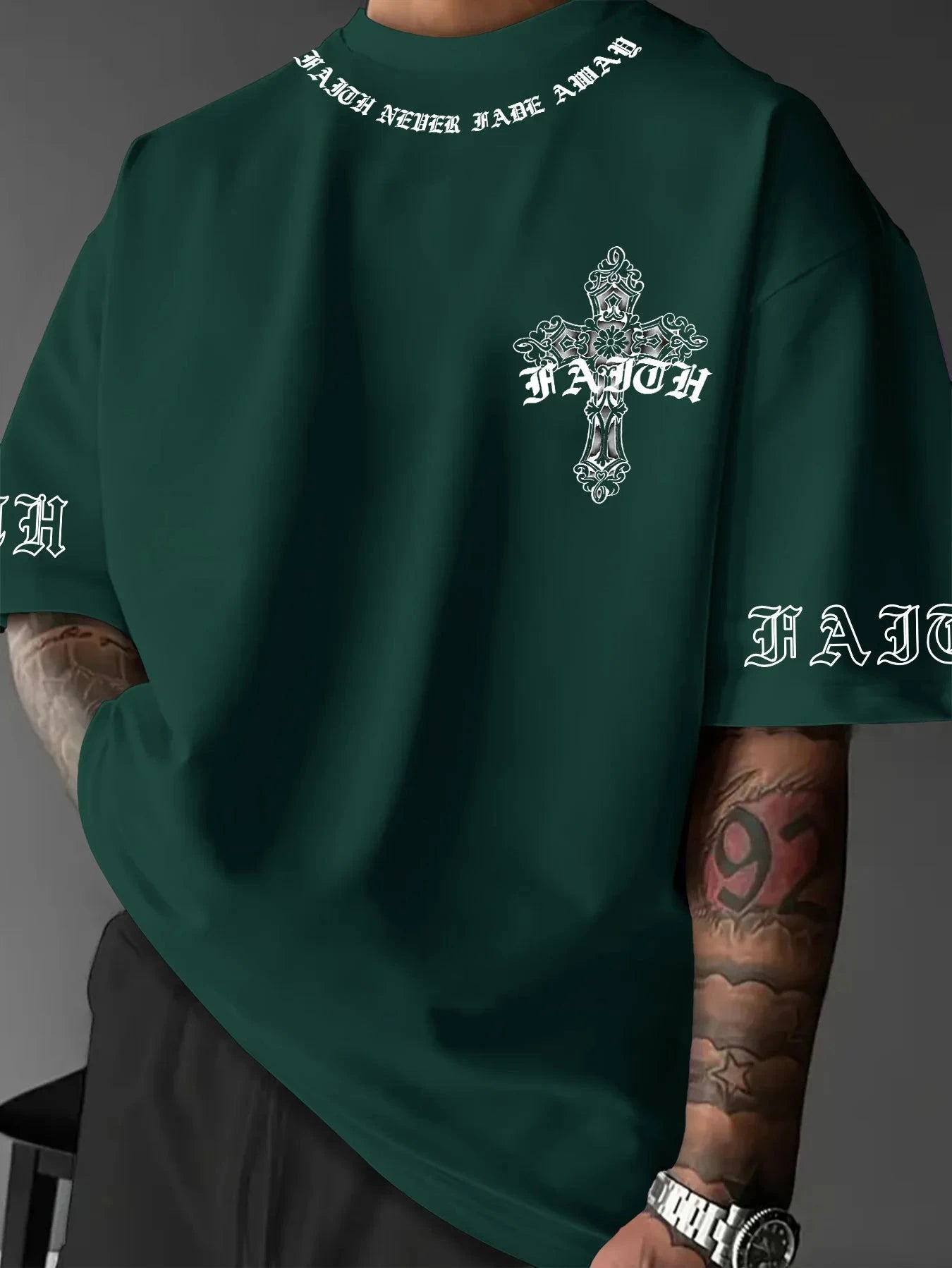 Elevate Your Style with Our Men's Gothic Faith Cross T-shirt by Creative Vault Marketplace