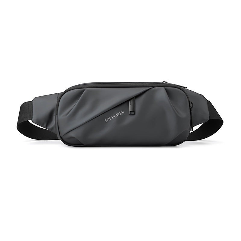 Creative Vault Marketplace grey waterproof nylon crossbody waist bag with a minimalist design and secure zipper.