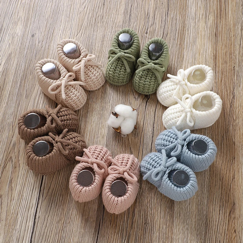 Baby Shoes Knitted Infant Child Bed Footwear 0-18M Cute Turn-down Breathable Newborn Boys Girls Walk Boots Fashion Solid Bandage by Creative Vault Marketplace