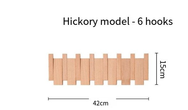 Creative Vault Marketplace hickory wood piano key wall coat rack with 6 retractable hooks for entryway storage