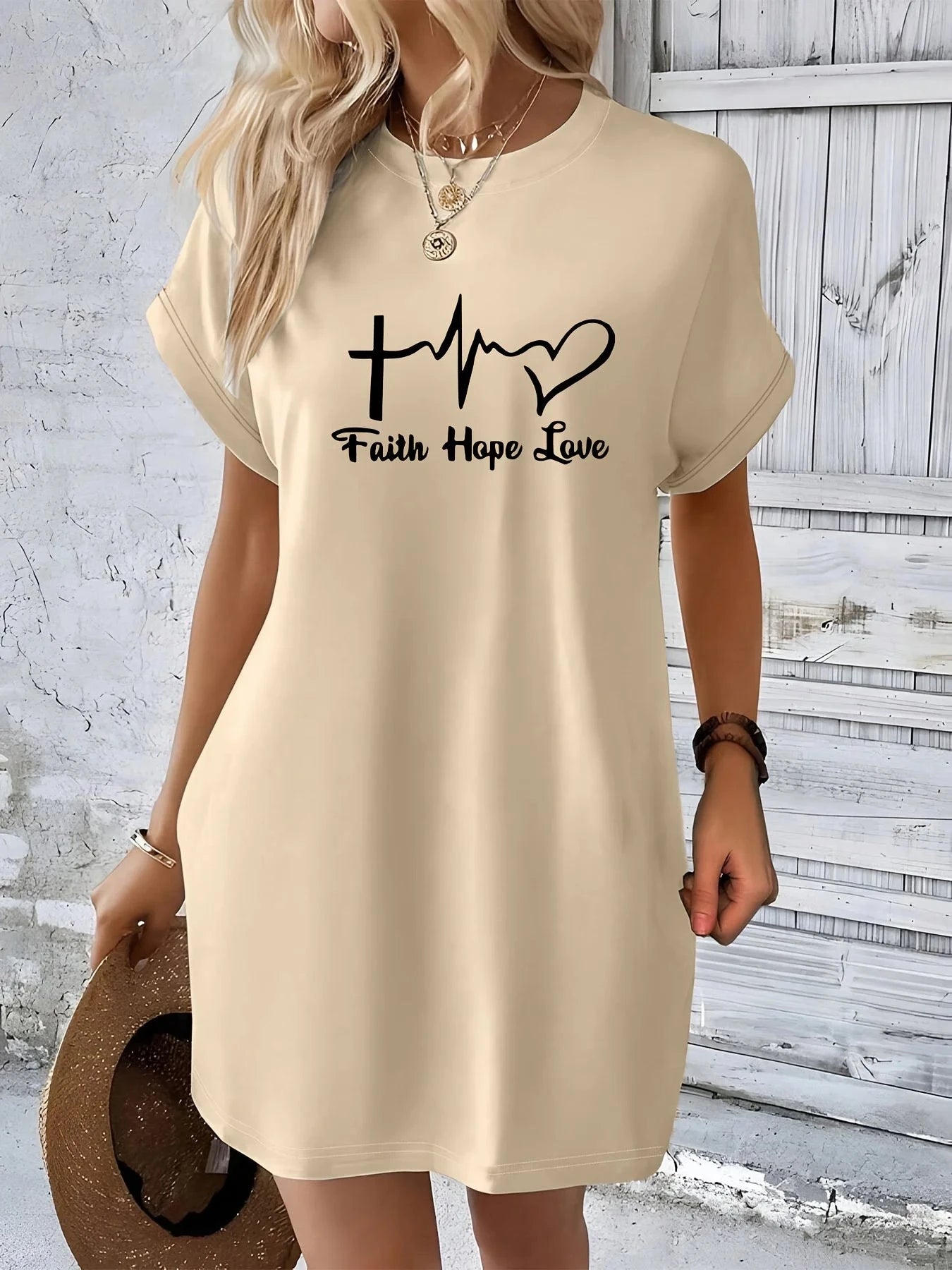 Women's Faith Hope Love T-Shirt Dress - Embrace Casual Comfort with Style by Creative Vault Marketplace