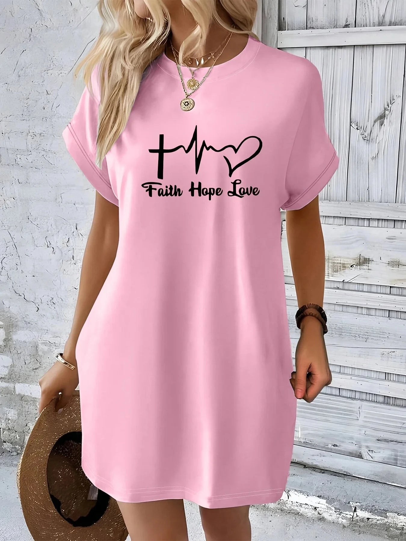 Women's Faith Hope Love T-Shirt Dress - Embrace Casual Comfort with Style by Creative Vault Marketplace