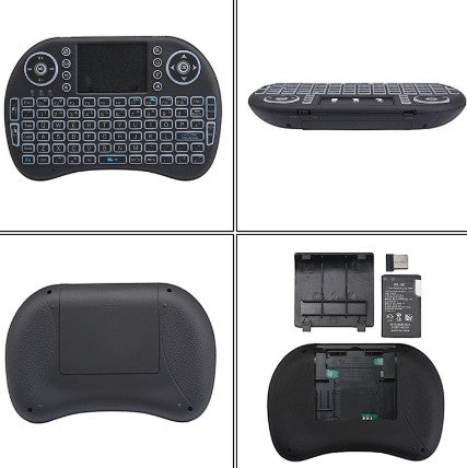 Creative Vault Marketplace i8 mini wireless keyboard with backlit keys, touchpad, and rechargeable battery components