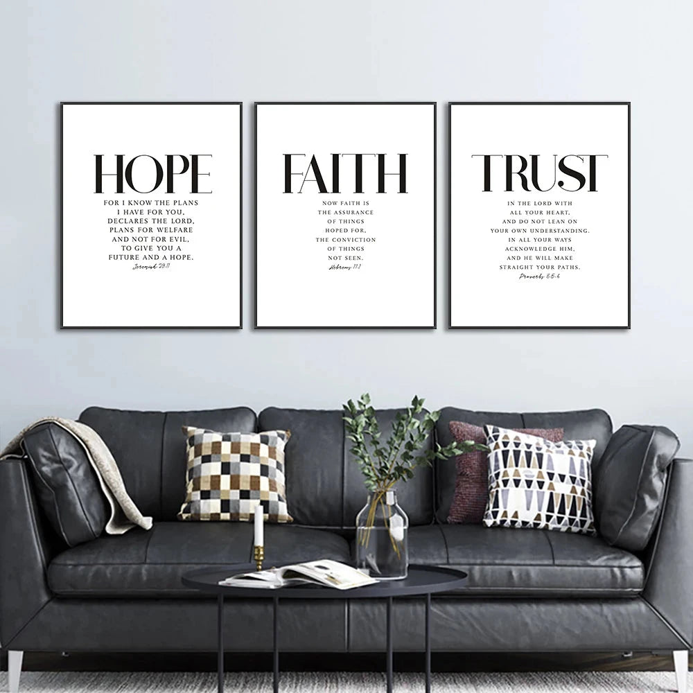 Bible Verse Wall Poster Grace Joy Peace Hope Trust Faith Art Christian Quotes Print Canvas Painting for Living Room Home Decor by Creative Vault Marketplace