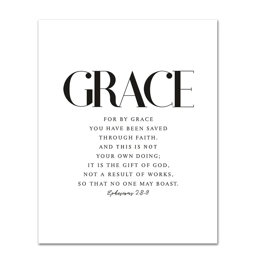 Bible Verse Wall Poster Grace Joy Peace Hope Trust Faith Art Christian Quotes Print Canvas Painting for Living Room Home Decor by Creative Vault Marketplace