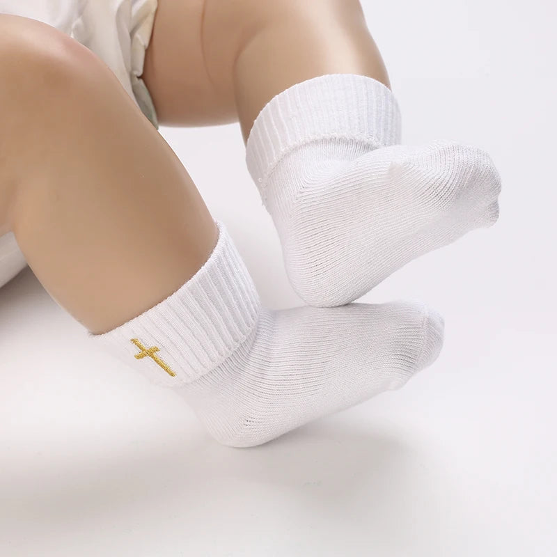 Newborn Baby's First Baptist Shoe: Newborn Boys and Girls' White Baptist Shoes Soft Sole Walking Shoes Size-9CM-10CM by Creative Vault Marketplace