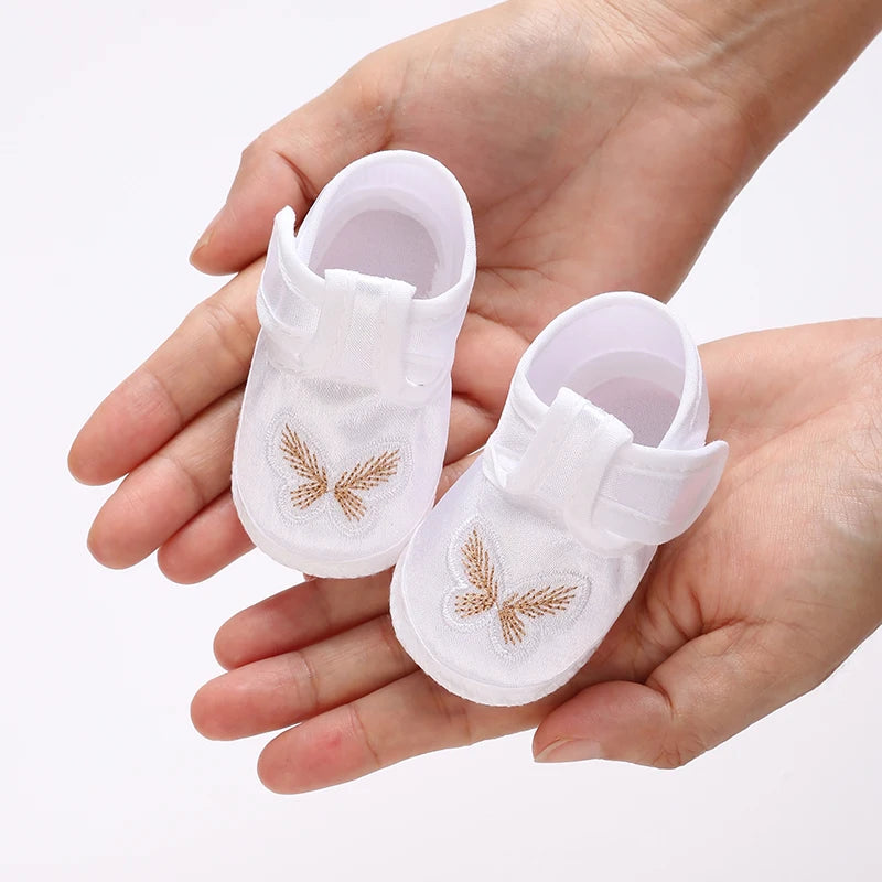 White Baptismal Shoes For Newborn Babies First Pair Of Baptismal Shoes For Newborn Boys And Girls Soft Soled Baby Walking Shoe by Creative Vault Marketplace