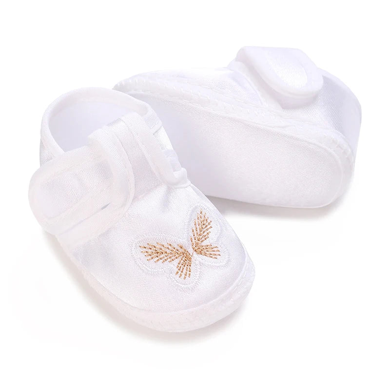 White Baptismal Shoes For Newborn Babies First Pair Of Baptismal Shoes For Newborn Boys And Girls Soft Soled Baby Walking Shoe by Creative Vault Marketplace
