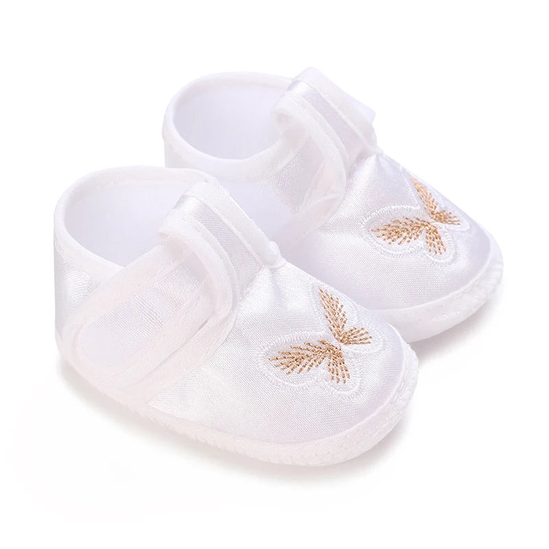 White Baptismal Shoes For Newborn Babies First Pair Of Baptismal Shoes For Newborn Boys And Girls Soft Soled Baby Walking Shoe by Creative Vault Marketplace