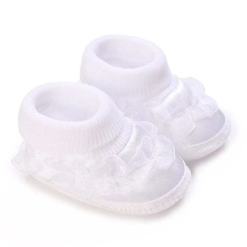 White Baptismal Shoes For Newborn Babies First Pair Of Baptismal Shoes For Newborn Boys And Girls Soft Soled Baby Walking Shoe by Creative Vault Marketplace