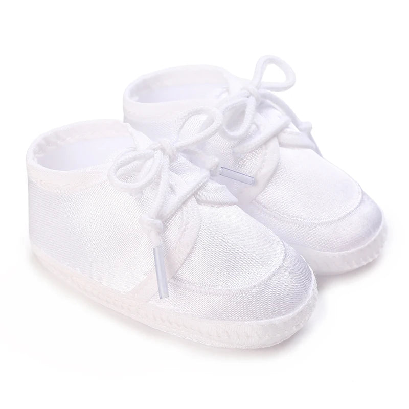 White Baptismal Shoes For Newborn Babies First Pair Of Baptismal Shoes For Newborn Boys And Girls Soft Soled Baby Walking Shoe by Creative Vault Marketplace