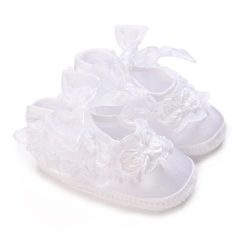 White Baptismal Shoes For Newborn Babies First Pair Of Baptismal Shoes For Newborn Boys And Girls Soft Soled Baby Walking Shoe by Creative Vault Marketplace
