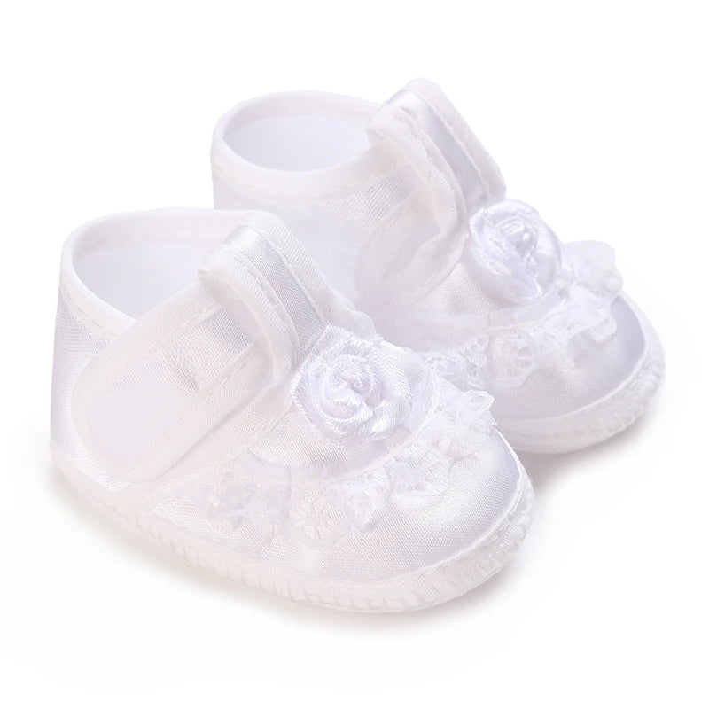 White Baptismal Shoes For Newborn Babies First Pair Of Baptismal Shoes For Newborn Boys And Girls Soft Soled Baby Walking Shoe by Creative Vault Marketplace