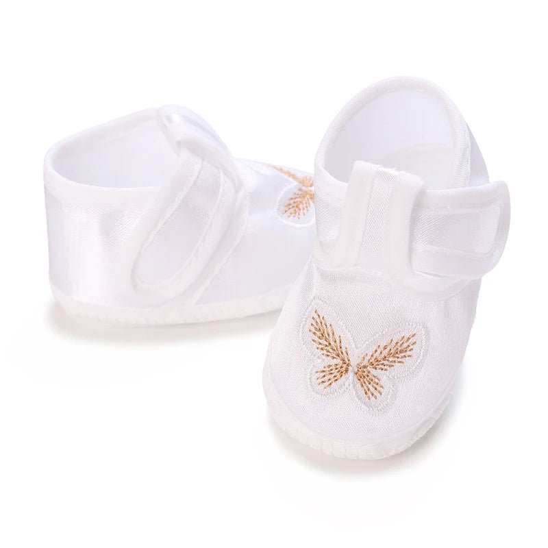 White Baptismal Shoes For Newborn Babies First Pair Of Baptismal Shoes For Newborn Boys And Girls Soft Soled Baby Walking Shoe by Creative Vault Marketplace