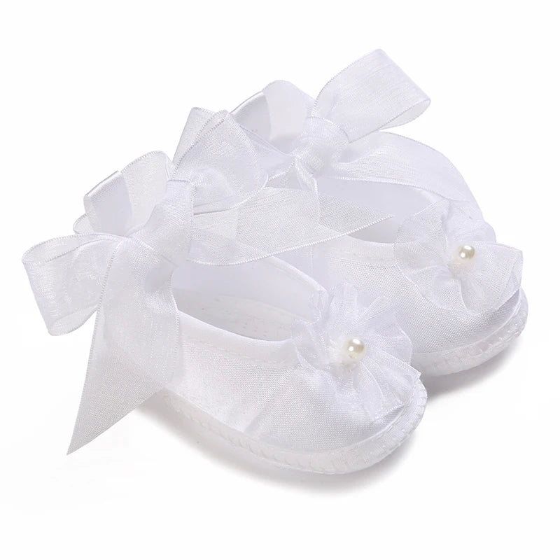 White Baptismal Shoes For Newborn Babies First Pair Of Baptismal Shoes For Newborn Boys And Girls Soft Soled Baby Walking Shoe by Creative Vault Marketplace