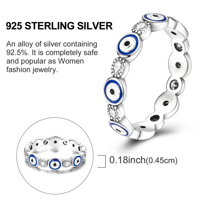 Original 925 Sterling Silver Rings Blue Eye of Faith Zircon Rings For Women Girls Jewelry Birthday Anniversary Gifts by Creative Vault Marketplace