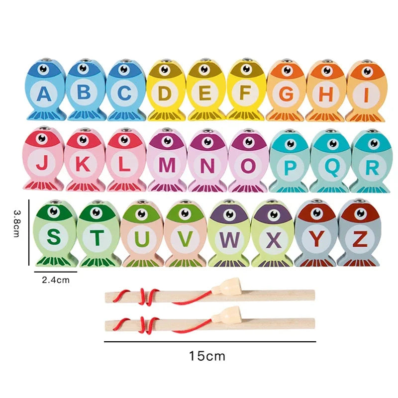 Children Wooden Fishing Game Toys Gift Early Education Alphabet Numeric Cognitive Toys Children Interactive Games Toys for Gifts by Creative Vault Marketplace