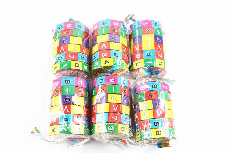 Creative Vault Marketplace kids' math cylinder puzzle toys in vibrant plastic with numerical and operator stickers