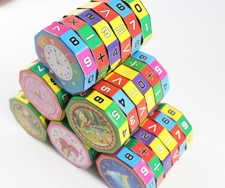 Creative Vault Marketplace kids math cylinder puzzle toy with colorful rotating number rings for learning arithmetic