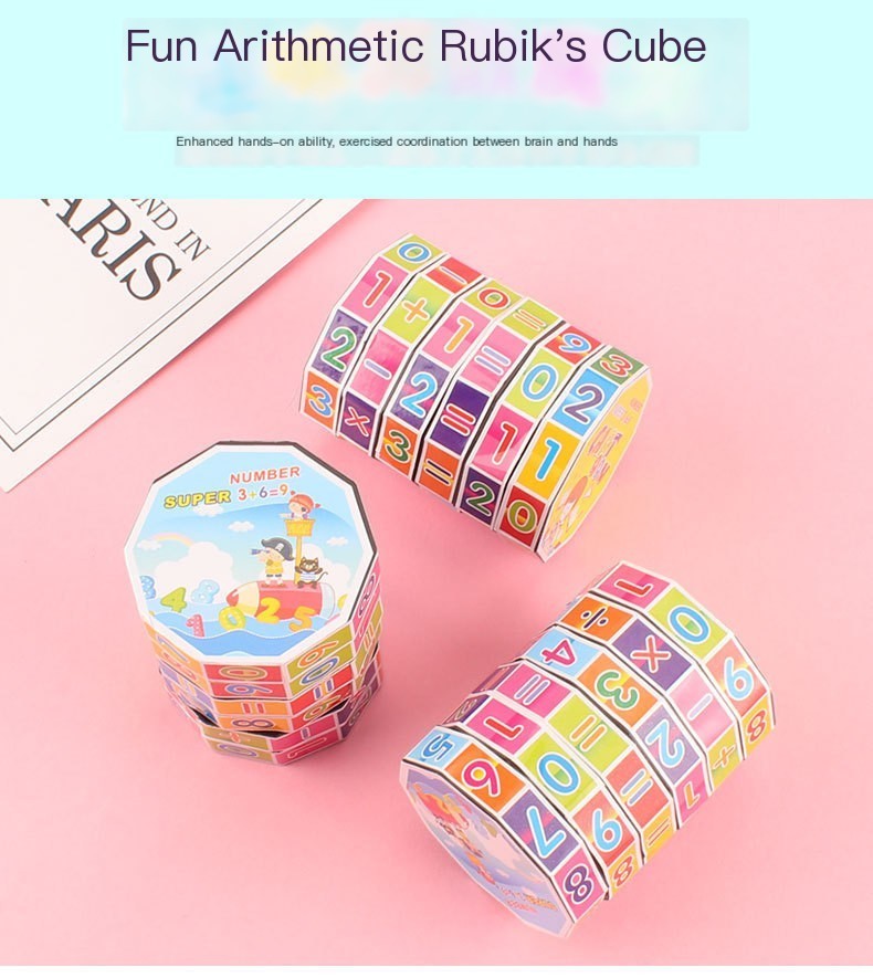 Creative Vault Marketplace kids' math cylinder puzzle toy with colorful numbers and arithmetic symbols for learning