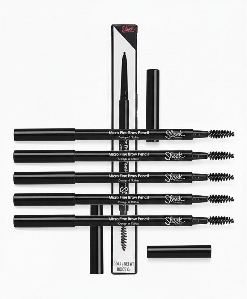 Creative Vault Marketplace Sleek MakeUP micro fine brow pencils with spoolie brushes and matte finish in black packaging