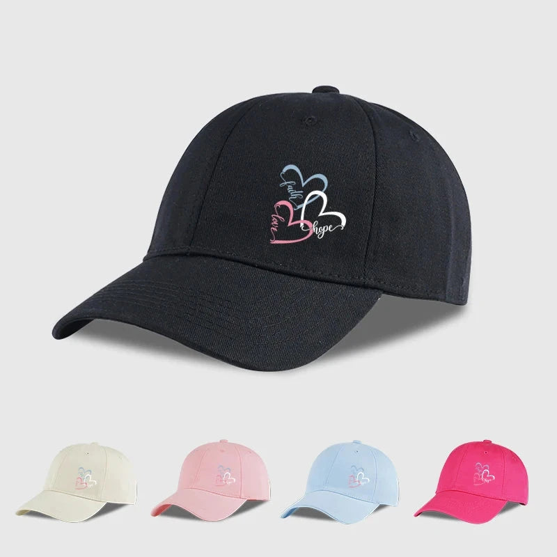 Faith Love Hope Baseball Cap: Stylish Curved Brim Dad Hat for Everyday Wear by Creative Vault Marketplace