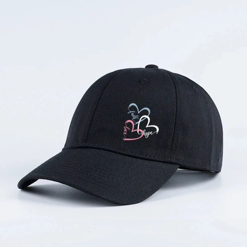 Faith Love Hope Baseball Cap: Stylish Curved Brim Dad Hat for Everyday Wear by Creative Vault Marketplace