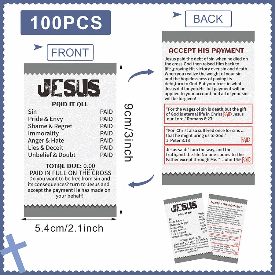 100 Pcs Inspirational Faith Cards, Gospel Tract Bible Verse Cards Double Sided for Gifts, Sharing, Packaging Inserts by Creative Vault Marketplace
