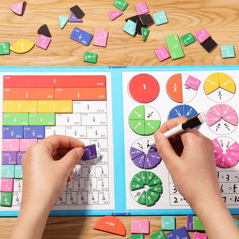 Children Magnetic Fraction Learning Math Toys Wooden Fraction Book Set Parish Teaching Aids Arithmetic Learning Educational Toys by Creative Vault Marketplace