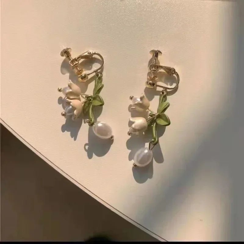 Flower Jewelry Gifts Lilies Of The Valley Bracelet Earrings Necklace Set Super Fairy Stud Earrings Girls Clavicle Chain Подвеска by Creative Vault Marketplace
