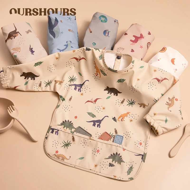 Waterproof Newborn Baby Bibs Children's Painting Smock Bib with Long Sleeves for Boys Girls Easy Clean Feeding Apron Baby Stuff by Creative Vault Marketplace