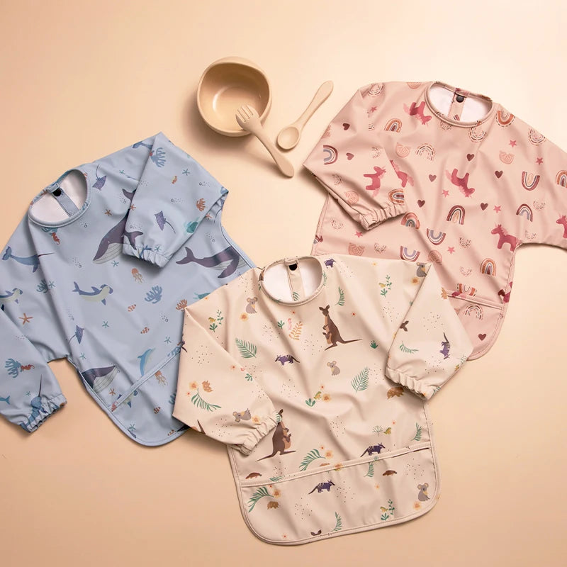 Waterproof Newborn Baby Bibs Children's Painting Smock Bib with Long Sleeves for Boys Girls Easy Clean Feeding Apron Baby Stuff by Creative Vault Marketplace