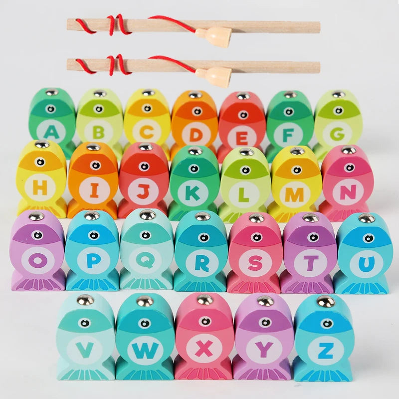 Kids Wooden Fishing Game Toys Gifts Early Education Alphabet Numeric Cognitive Toys Children Interactive Games Toys for Gifts by Creative Vault Marketplace