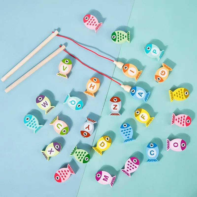 Kids Wooden Fishing Game Toys Gifts Early Education Alphabet Numeric Cognitive Toys Children Interactive Games Toys for Gifts by Creative Vault Marketplace