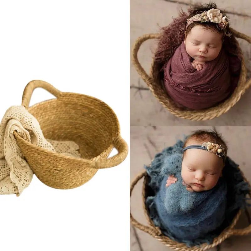Newborn Photo Shooting Basket Children Baby Full Moon Photography Woven Baskets P31B by Creative Vault Marketplace