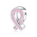 925 Sterling Silver Faith Pink White Slight Flicker Beads Ribbon Charms Plated Platinum Fine Jewelry for Women Bracelet Diy by Creative Vault Marketplace
