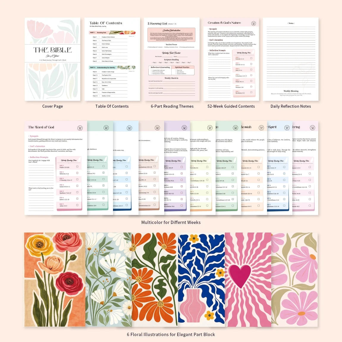 Transform Your Spiritual Journey with the 52 Week Bible Study Journal for Women by Creative Vault Marketplace