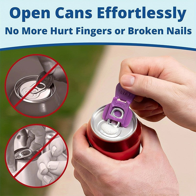 Creative Vault Marketplace purple plastic cola can opener tool being used to lift a soda tab effortlessly