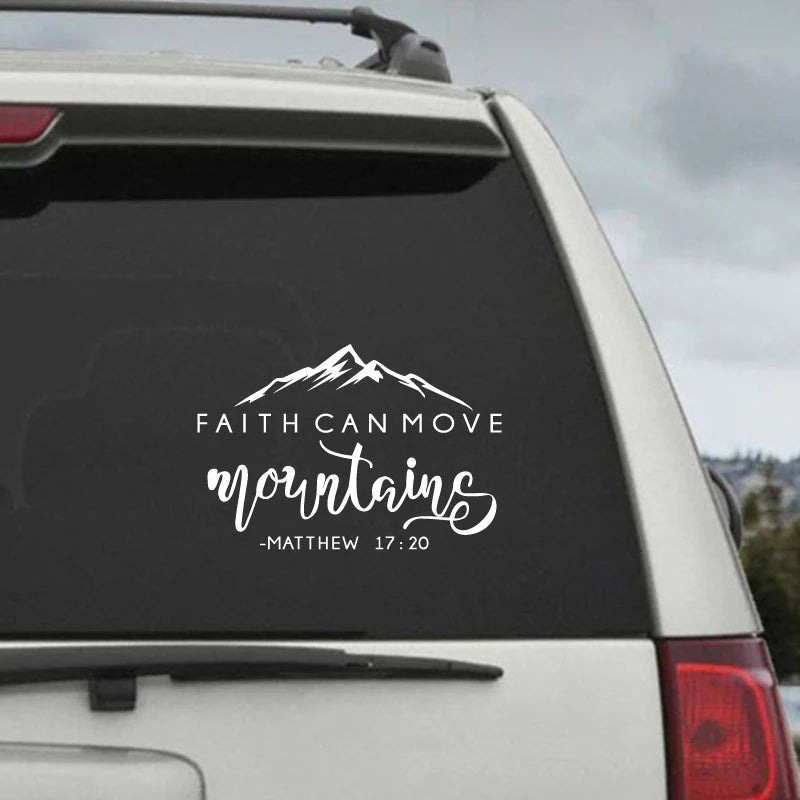 Faith Can Move Mountains Bible Verse Quote Decals Matthew 17:20 Vinyl Wall Sticker Christian Wall Decor for Home Car Laptop by Creative Vault Marketplace