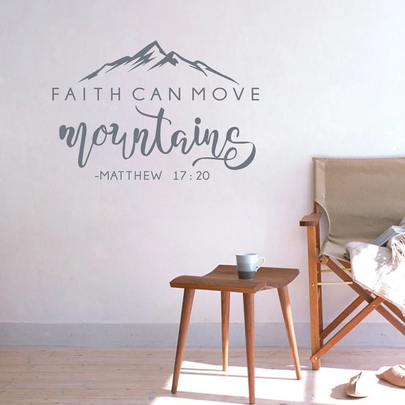Faith Can Move Mountains Bible Verse Quote Decals Matthew 17:20 Vinyl Wall Sticker Christian Wall Decor for Home Car Laptop by Creative Vault Marketplace