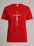 Faith Cross T Shirt Women Christian Faith Graphic Tee Casual Round Neck Short Sleeve Tops by Creative Vault Marketplace