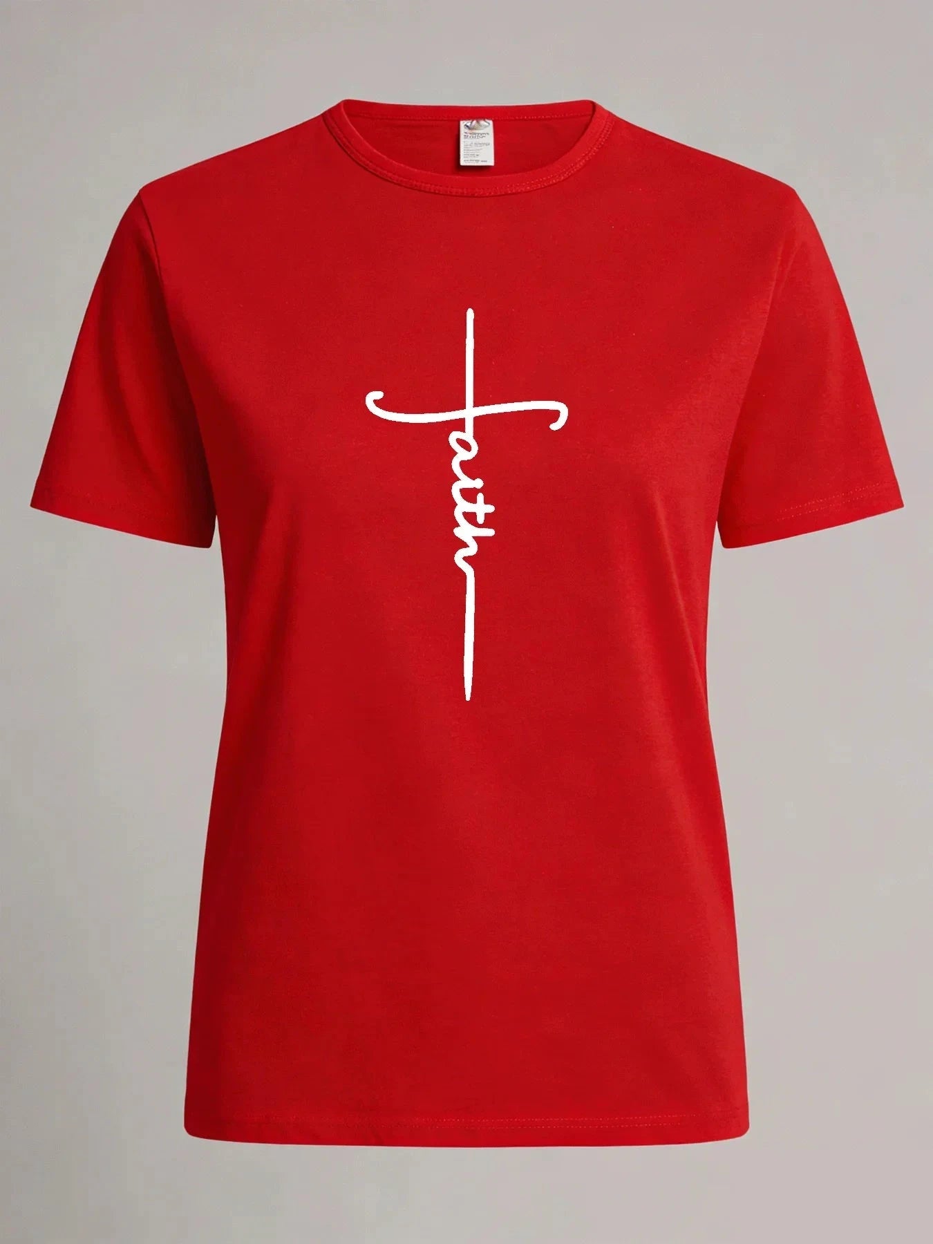 Faith Cross T Shirt Women Christian Faith Graphic Tee Casual Round Neck Short Sleeve Tops by Creative Vault Marketplace