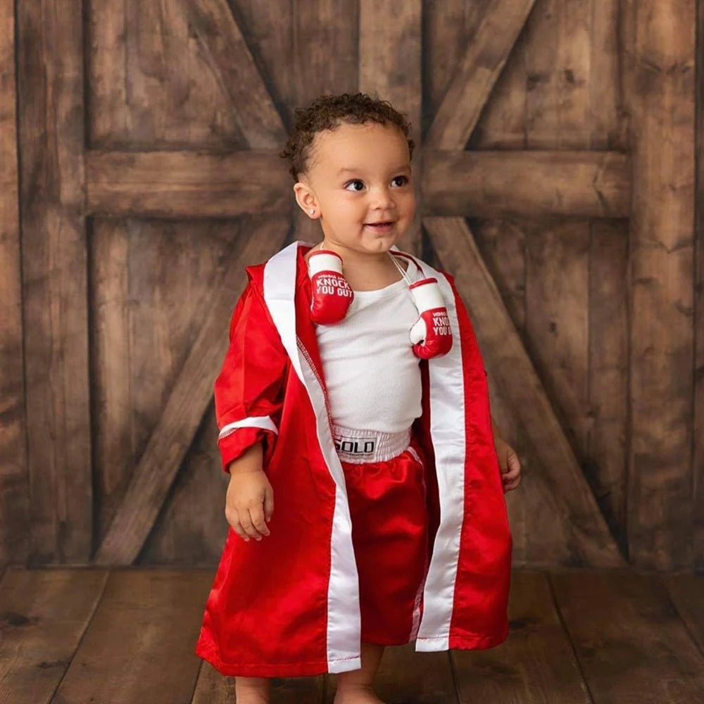 Newborn Photography Props Boxing Theme Baby Photo Outfit Infant Bathrobe Shorts Gloves Set Newborn Photo Costume Studio Props by Creative Vault Marketplace